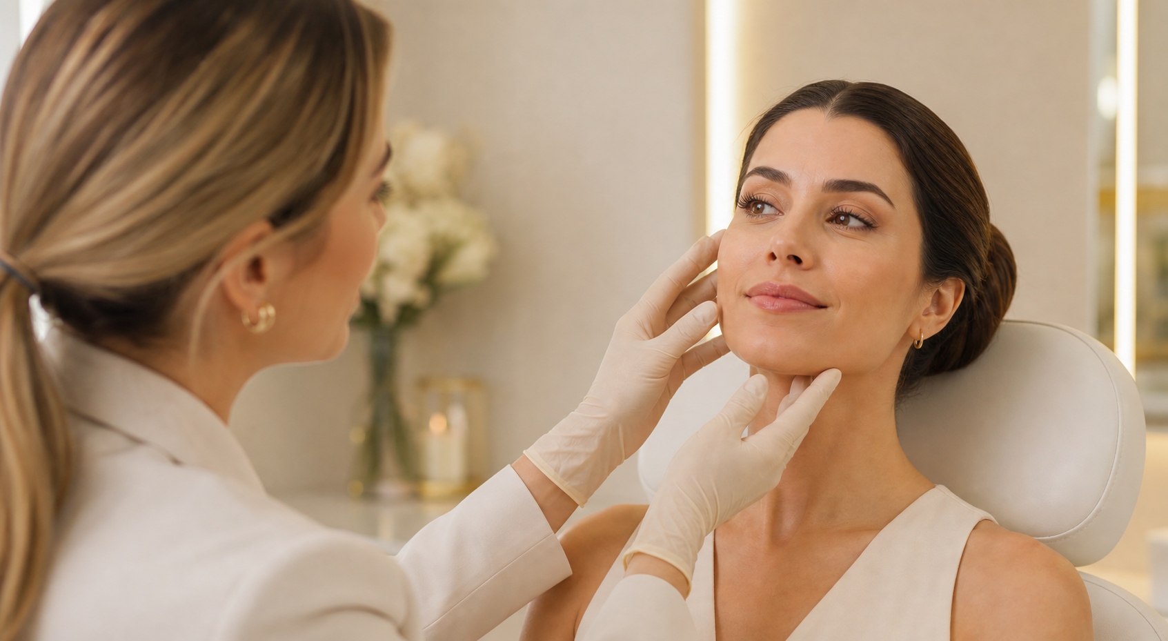Avaliação estética facial com naturalidade em ambiente premium